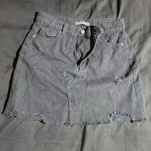 Denim&Co Black Distressed Mini Skirt